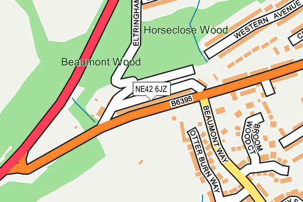 NE42 6JZ map - OS OpenMap – Local (Ordnance Survey)