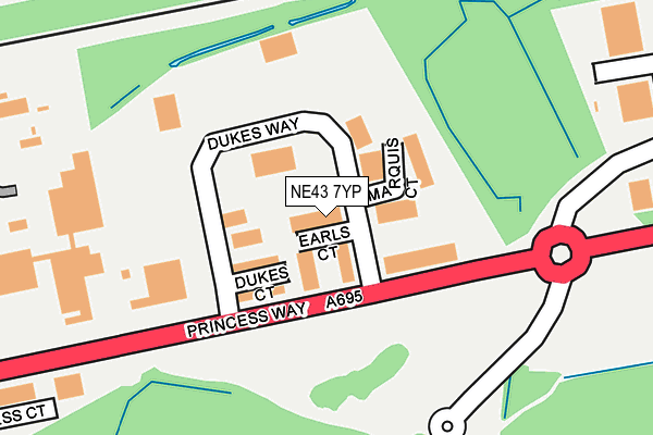NE43 7YP map - OS OpenMap – Local (Ordnance Survey)