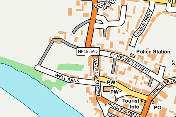 NE45 5AQ map - OS OpenMap – Local (Ordnance Survey) NE45 5AQ map - OS OpenMap – Local (Ordnance Survey)