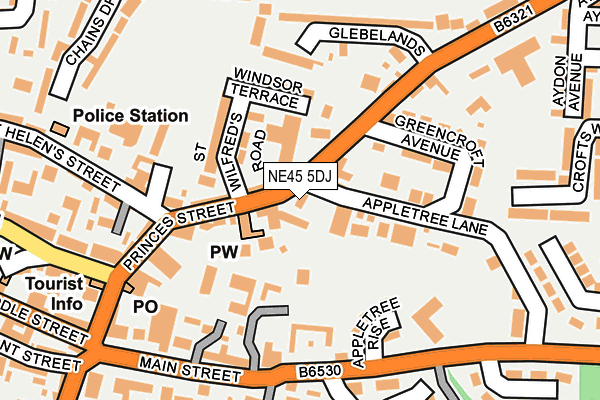 NE45 5DJ map - OS OpenMap – Local (Ordnance Survey) NE45 5DJ map - OS OpenMap – Local (Ordnance Survey)