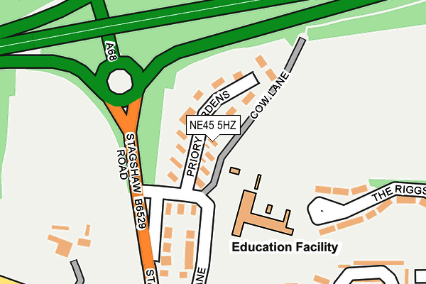 NE45 5HZ map - OS OpenMap – Local (Ordnance Survey) NE45 5HZ map - OS OpenMap – Local (Ordnance Survey)