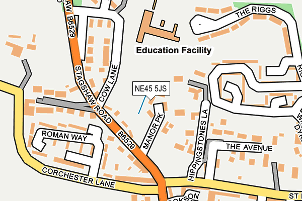 NE45 5JS map - OS OpenMap – Local (Ordnance Survey)