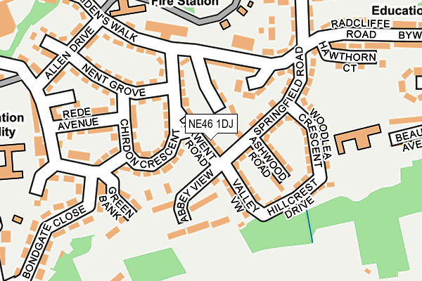 NE46 1DJ map - OS OpenMap – Local (Ordnance Survey) NE46 1DJ map - OS OpenMap – Local (Ordnance Survey)