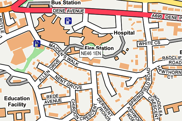 NE46 1EN map - OS OpenMap – Local (Ordnance Survey)