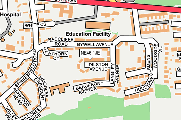 NE46 1JE map - OS OpenMap – Local (Ordnance Survey) NE46 1JE map - OS OpenMap – Local (Ordnance Survey)