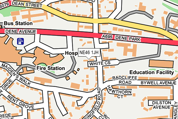 NE46 1JH map - OS OpenMap – Local (Ordnance Survey)