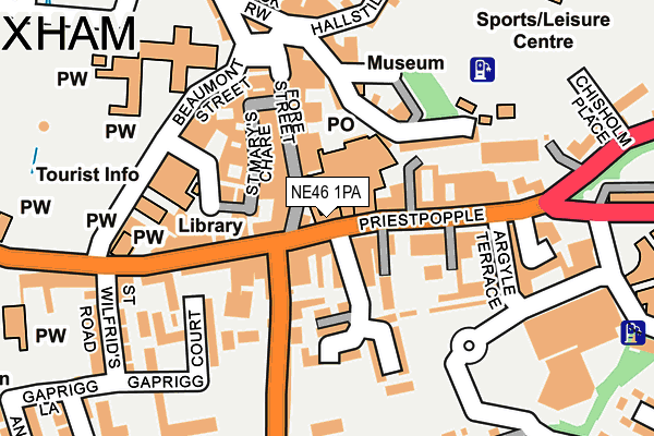 NE46 1PA map - OS OpenMap – Local (Ordnance Survey) NE46 1PA map - OS OpenMap – Local (Ordnance Survey)