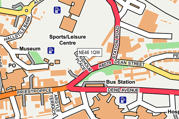 NE46 1QW map - OS OpenMap – Local (Ordnance Survey) NE46 1QW map - OS OpenMap – Local (Ordnance Survey)