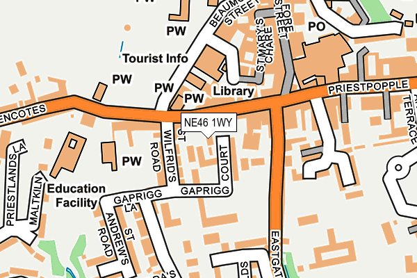 NE46 1WY map - OS OpenMap – Local (Ordnance Survey) NE46 1WY map - OS OpenMap – Local (Ordnance Survey)