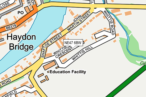NE47 6BW map - OS OpenMap – Local (Ordnance Survey) NE47 6BW map - OS OpenMap – Local (Ordnance Survey)