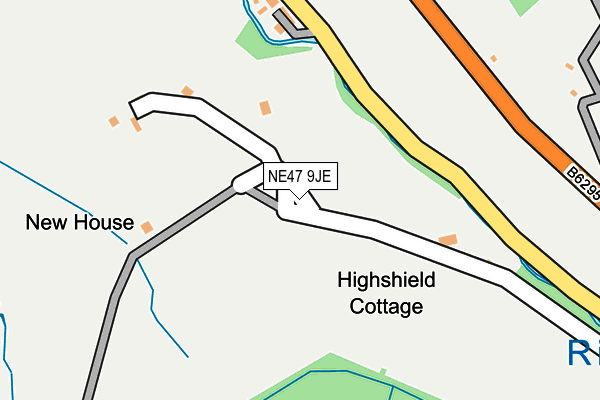 NE47 9JE map - OS OpenMap – Local (Ordnance Survey)