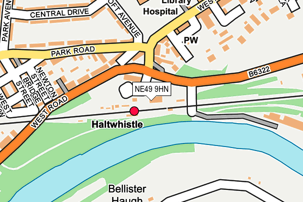 NE49 9HN map - OS OpenMap – Local (Ordnance Survey)