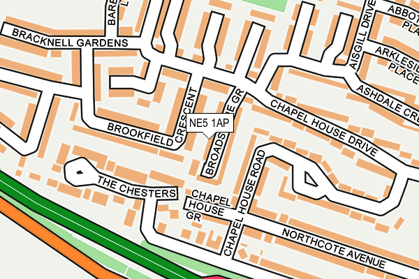 NE5 1AP map - OS OpenMap – Local (Ordnance Survey) NE5 1AP map - OS OpenMap – Local (Ordnance Survey)