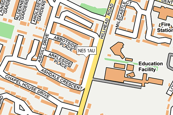 NE5 1AU map - OS OpenMap – Local (Ordnance Survey) NE5 1AU map - OS OpenMap – Local (Ordnance Survey)