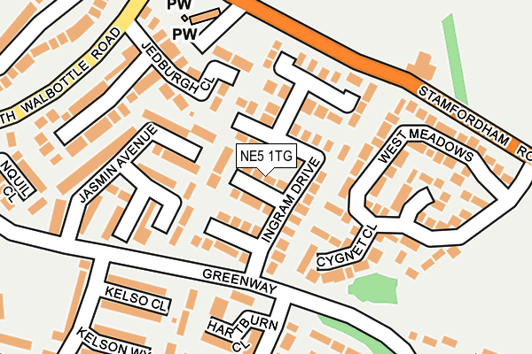 NE5 1TG map - OS OpenMap – Local (Ordnance Survey) NE5 1TG map - OS OpenMap – Local (Ordnance Survey)