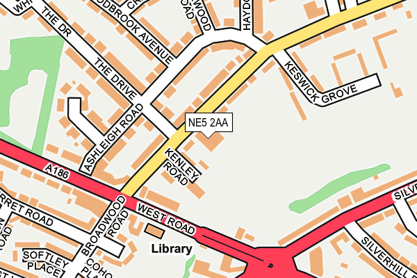 NE5 2AA map - OS OpenMap – Local (Ordnance Survey) NE5 2AA map - OS OpenMap – Local (Ordnance Survey)