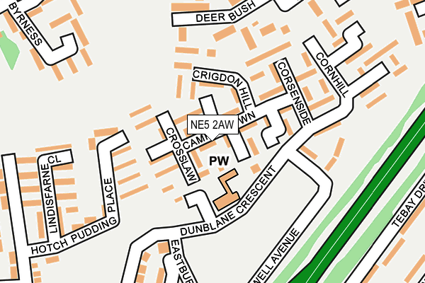 NE5 2AW map - OS OpenMap – Local (Ordnance Survey) NE5 2AW map - OS OpenMap – Local (Ordnance Survey)