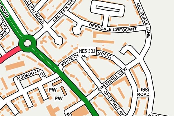 NE5 3BJ map - OS OpenMap – Local (Ordnance Survey) NE5 3BJ map - OS OpenMap – Local (Ordnance Survey)