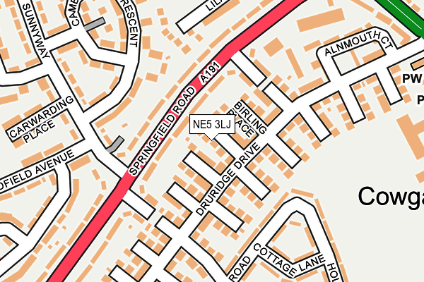 NE5 3LJ map - OS OpenMap – Local (Ordnance Survey)