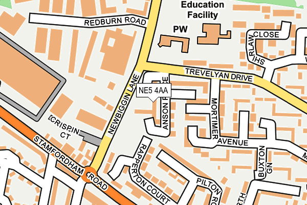 NE5 4AA map - OS OpenMap – Local (Ordnance Survey) NE5 4AA map - OS OpenMap – Local (Ordnance Survey)