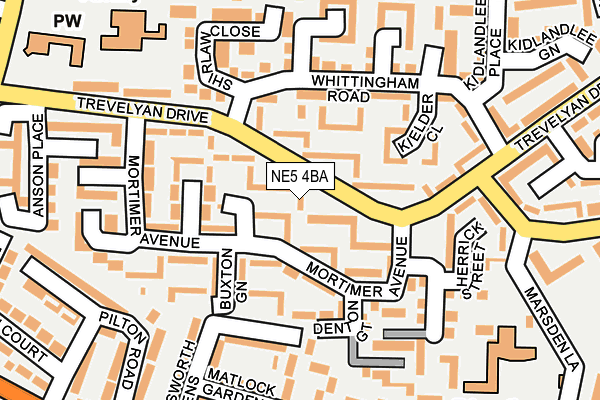 NE5 4BA map - OS OpenMap – Local (Ordnance Survey) NE5 4BA map - OS OpenMap – Local (Ordnance Survey)