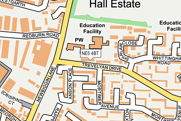NE5 4BT map - OS OpenMap – Local (Ordnance Survey) NE5 4BT map - OS OpenMap – Local (Ordnance Survey)