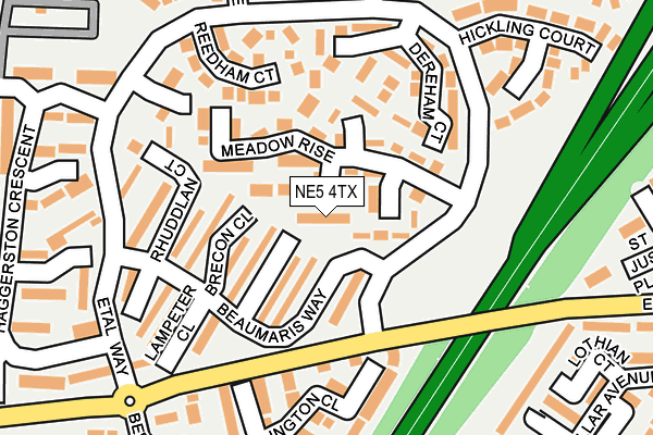 NE5 4TX map - OS OpenMap – Local (Ordnance Survey) NE5 4TX map - OS OpenMap – Local (Ordnance Survey)