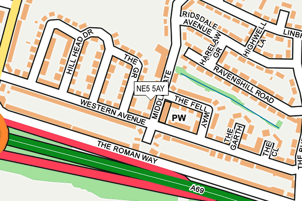 NE5 5AY map - OS OpenMap – Local (Ordnance Survey)