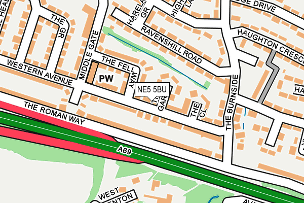 NE5 5BU map - OS OpenMap – Local (Ordnance Survey) NE5 5BU map - OS OpenMap – Local (Ordnance Survey)