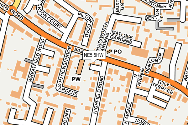 NE5 5HW map - OS OpenMap – Local (Ordnance Survey) NE5 5HW map - OS OpenMap – Local (Ordnance Survey)