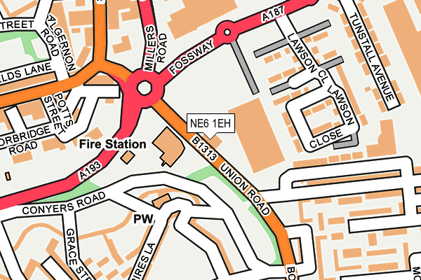 NE6 1EH map - OS OpenMap – Local (Ordnance Survey) NE6 1EH map - OS OpenMap – Local (Ordnance Survey)