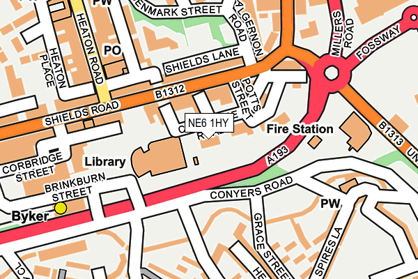 NE6 1HY map - OS OpenMap – Local (Ordnance Survey) NE6 1HY map - OS OpenMap – Local (Ordnance Survey)