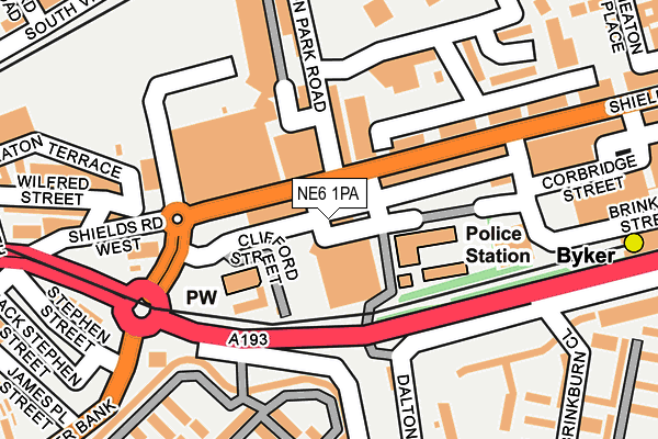 NE6 1PA map - OS OpenMap – Local (Ordnance Survey)