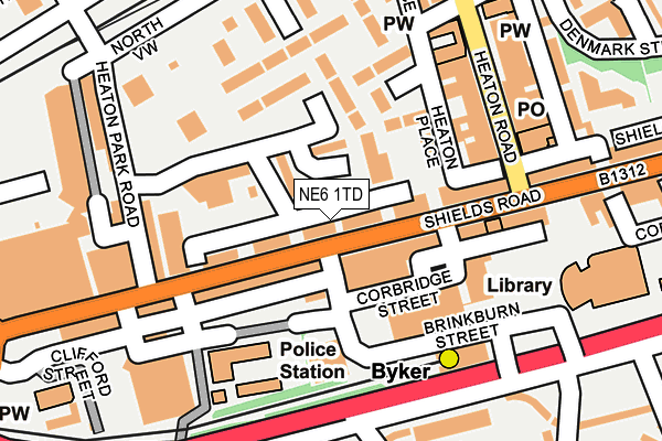 NE6 1TD map - OS OpenMap – Local (Ordnance Survey) NE6 1TD map - OS OpenMap – Local (Ordnance Survey)