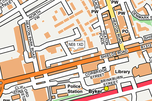 NE6 1XD map - OS OpenMap – Local (Ordnance Survey) NE6 1XD map - OS OpenMap – Local (Ordnance Survey)