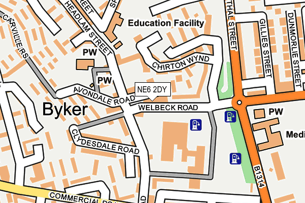 NE6 2DY map - OS OpenMap – Local (Ordnance Survey) NE6 2DY map - OS OpenMap – Local (Ordnance Survey)
