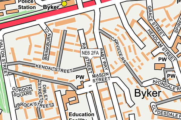 NE6 2FA map - OS OpenMap – Local (Ordnance Survey) NE6 2FA map - OS OpenMap – Local (Ordnance Survey)