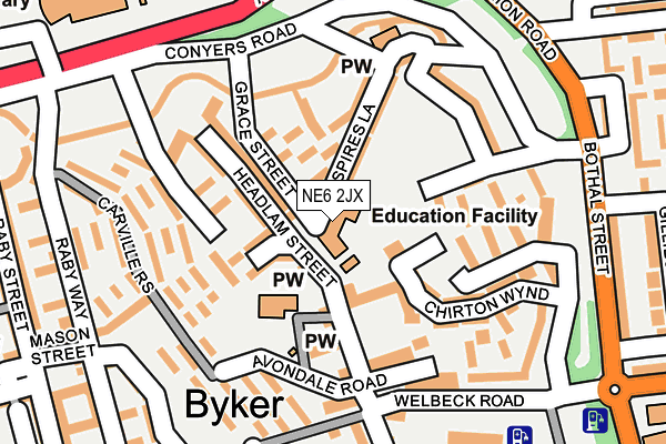 NE6 2JX map - OS OpenMap – Local (Ordnance Survey) NE6 2JX map - OS OpenMap – Local (Ordnance Survey)