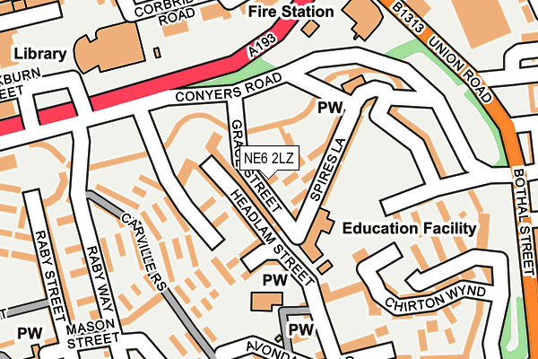 NE6 2LZ map - OS OpenMap – Local (Ordnance Survey) NE6 2LZ map - OS OpenMap – Local (Ordnance Survey)
