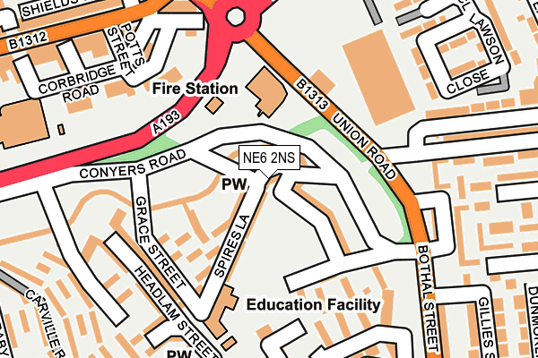 NE6 2NS map - OS OpenMap – Local (Ordnance Survey) NE6 2NS map - OS OpenMap – Local (Ordnance Survey)