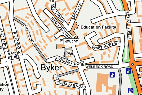 NE6 2PF map - OS OpenMap – Local (Ordnance Survey) NE6 2PF map - OS OpenMap – Local (Ordnance Survey)