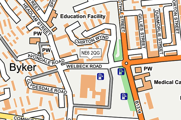 NE6 2QG map - OS OpenMap – Local (Ordnance Survey) NE6 2QG map - OS OpenMap – Local (Ordnance Survey)