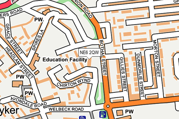 NE6 2QW map - OS OpenMap – Local (Ordnance Survey) NE6 2QW map - OS OpenMap – Local (Ordnance Survey)