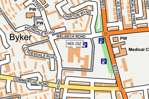 NE6 2SZ map - OS OpenMap – Local (Ordnance Survey) NE6 2SZ map - OS OpenMap – Local (Ordnance Survey)