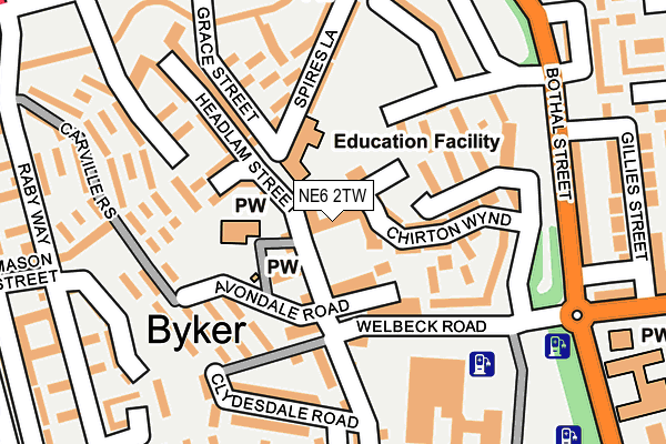 NE6 2TW map - OS OpenMap – Local (Ordnance Survey) NE6 2TW map - OS OpenMap – Local (Ordnance Survey)