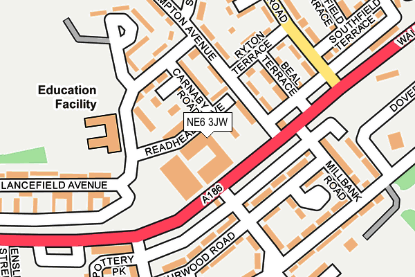 NE6 3JW map - OS OpenMap – Local (Ordnance Survey) NE6 3JW map - OS OpenMap – Local (Ordnance Survey)
