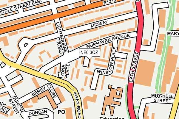 NE6 3QZ map - OS OpenMap – Local (Ordnance Survey) NE6 3QZ map - OS OpenMap – Local (Ordnance Survey)