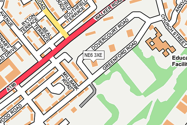 NE6 3XE map - OS OpenMap – Local (Ordnance Survey) NE6 3XE map - OS OpenMap – Local (Ordnance Survey)