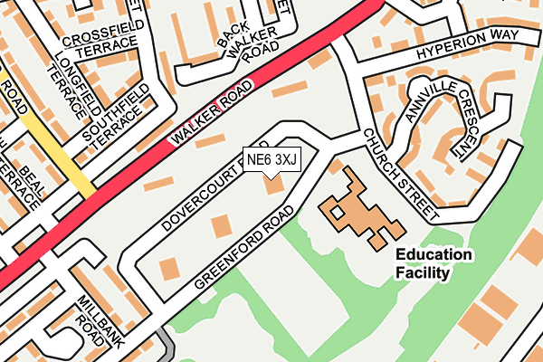 NE6 3XJ map - OS OpenMap – Local (Ordnance Survey) NE6 3XJ map - OS OpenMap – Local (Ordnance Survey)