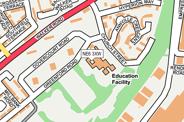 NE6 3XW map - OS OpenMap – Local (Ordnance Survey) NE6 3XW map - OS OpenMap – Local (Ordnance Survey)